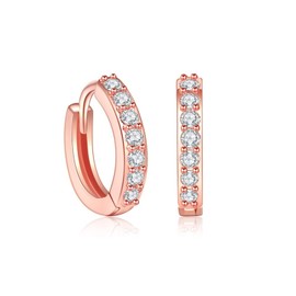 MALOYANVE Titanium Huggie Earrings Delicate Lightweight Statement Cubic Zirconia Hoop Earrings Wedding Mothers Day Jewelry Gifts for Men Women (Rose Gold)