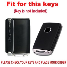 TECART Fit for Mazda Alloy Key Fob Cover Leather Key Case Key Shell Full Protection Fit For 3 Hatchback CX-5 CX-30 CX-9, Black