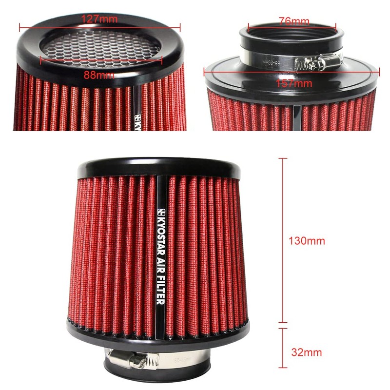 Kyostar Universal 3 Inch 76mm Air Intake Cone Filter Replacement