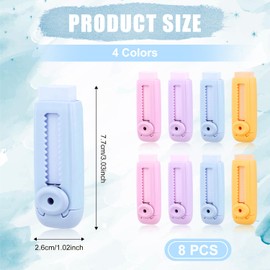 8pcs Sliding Retractable Pencil Eraser, Push Pull Eraser with Dynamic Push-Pull Design Expandable Eraser Cute Push Out Up Erasers Office Supply Gift for Students Kids School Shop (4 Colors)