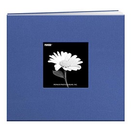 Pioneer 8-Inch by 8-Inch Postbound Fabric Frame Cover Memory Book, Sky Blue