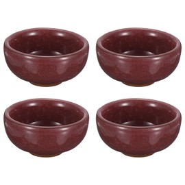 PATIKIL Ink Plates for Chinese and Japanese Calligraphy, Ceramic Ink Holder, Rest Ink Water Plate for Traditional Beginner Practice Painting, Pack of 4, Red