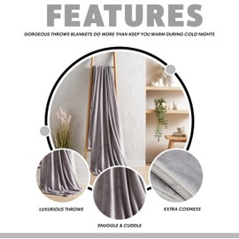 Olivia Rocco Flannel Fleece Throw Blanket Super Soft Warm Fluffy for Bed Sofa Couch Chair Lightweight and Cozy Solid Design, 130 x 150 cm Silver