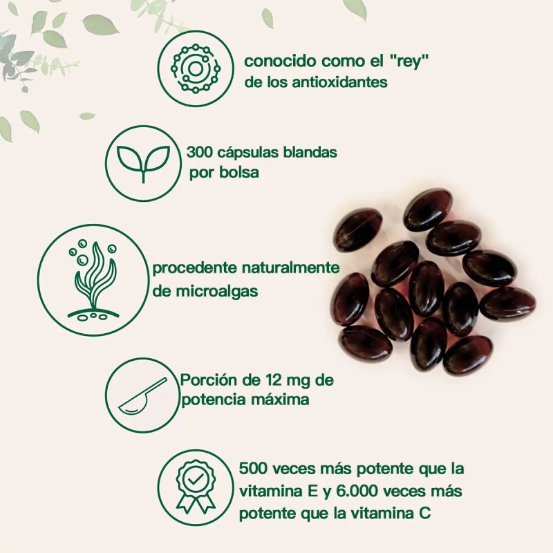 Astaxantina 12mg 300 Cápsulas Blandas Antioxidante Sabor