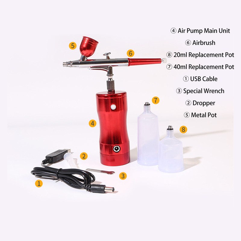 Auto Cordless Airbrush Kit Rechargeable Handheld 17.4psi Compressor for Nails