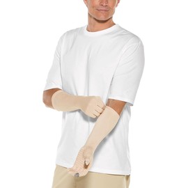 Coolibar UPF 50+ Unisex Bona UV Mid Length Gloves - Sun Protective (Large- Beige)