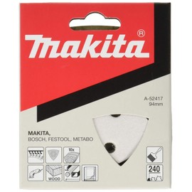 Makita A-52417 Magic Sanding Paper 240, 3.8 x 3.8 inches (96 x 96 mm), White, Triangular (Pack of 10)