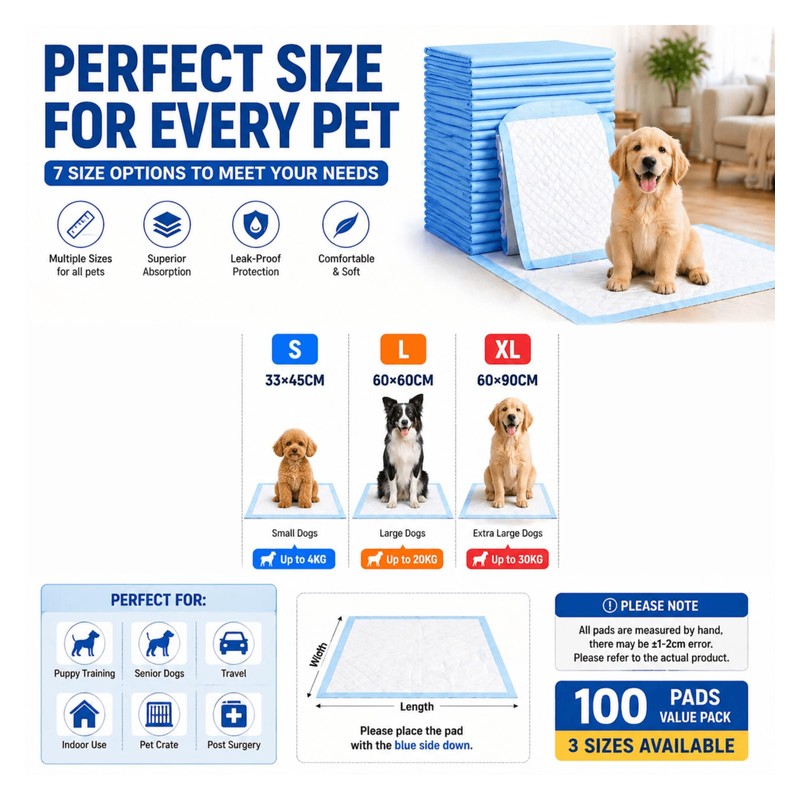 Puppy Pads 100 Count, 13" x 18" (33 x 45