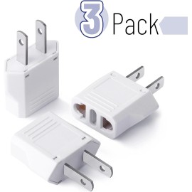 NoBrand 3 Pack EU to US Plug Adapter - European to American Plug Adapter