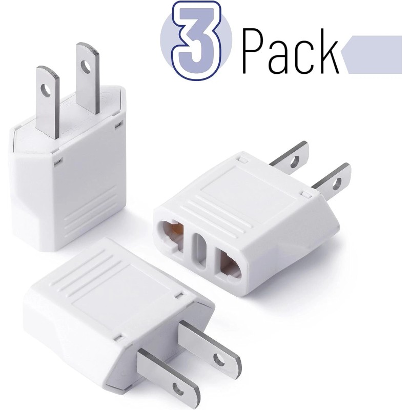 NoBrand 3 Pack EU to US Plug Adapter - European