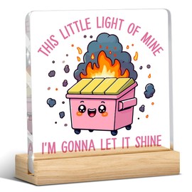 Dumpster Fire Desk Decor Accessories Funny Pink Office Decor Inspirational Coworker Gifts Acrylic Sign Plaque Table Decorations for Home Office