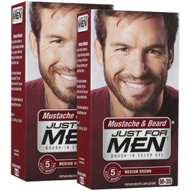 Just For Men Brush-In Color Mustache & Beard - Medium Brown - 2 pk