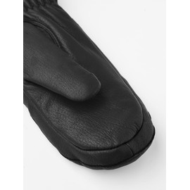 Hestra Women's Tiril Mitt, Deerskin Leather Mittens with Wool Lining for Cold Weather & Everyday Winter Wear - Black - 7