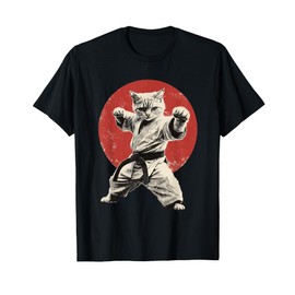 Cat Karate Judo Japan Japanese Flag Funny Graphic T-Shirt for Men Women Girls Kids