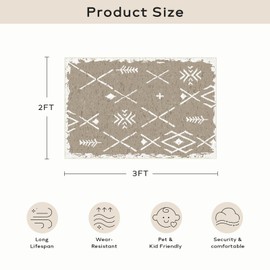 Ashler Abstract Rug, 2x3 Entryway Rugs, Modern Abstract Area Rug for Living Room, Bedroom, Kitchen Dining Room, Office, Light Brown Home Decor, Non-Slip & Machine Washable Rugs, Carpet Decoration