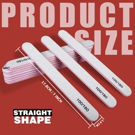 FANDAMEI 15pcs 100/180 Nail File, Double Sided Emery Boards for Nails, 100 180 Grit Nail Boards Gel Nail Files and Buffer Professional, Fingernail Files Manicure Tools for Home & Salon Use, Straight