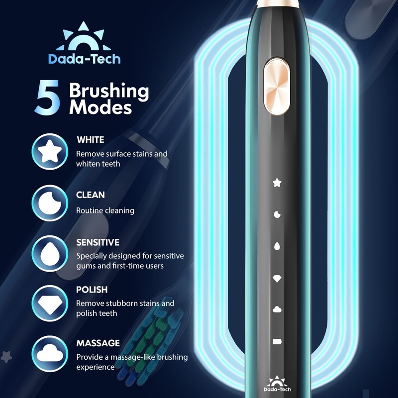 Ultrasonic Toothbrush for Adults Sonic Toothbrush, 9 Brush Heads, 5