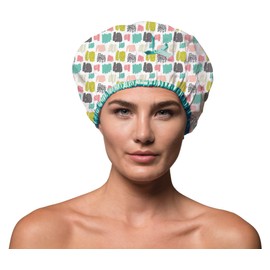 Betty Dain Fashionista Collection Mold Resistant Lined Shower Cap, Waterproof Exterior, PEVA Lining, Mold and Mildew Resistant, Oversized Design for All Hair Lengths, Elasticized Hem, Living Color