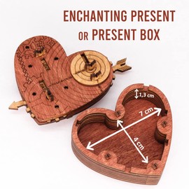 iDventure Tin Woodman's heart - 3D Puzzle box - jewellery box - wedding anniversary present - Valentine's Day - money box for cash - 3D puzzle for adults - gift box - wooden box - treasure box