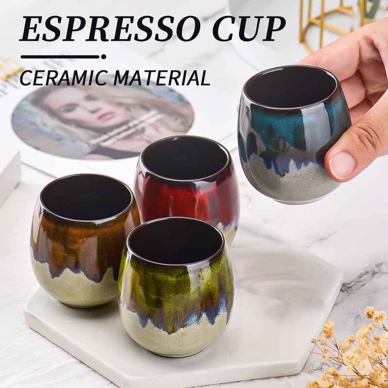 2.7 oz (80 ml) Ceramic Espresso Cups Set of 2