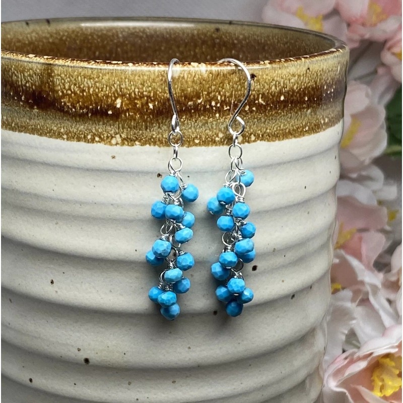Handmade Sterling Silver Sleeping Beauty Turquoise Dangle Earrings