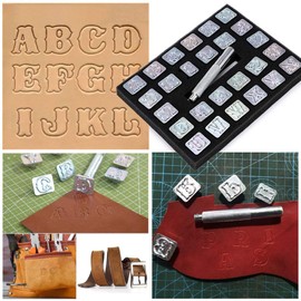 IGNPION 19mm Leather Craft Alphabet Letter Stamp, Leather Embossing DIY Kit Carving Punch Tool for Handmade Leather Keychains, Bag, Wallet
