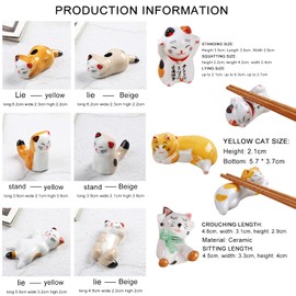 Biluer 12 Pieces Ceramic Cat Chopsticks Holder, Cat Chopsticks Holder, Ceramic Chopsticks Holder, Fork Holder, Ceramic Decoration, Cutlery Stand for Main Decoration, Gift