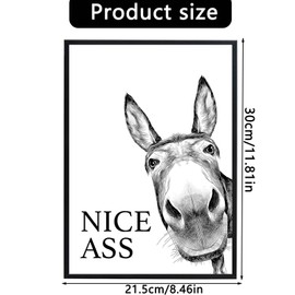 AMJKEJI Poster Bathroom Decoration Pictures Bathroom Black and White Saying Toilet Decoration DIN A4 Wall Pictures Donkey