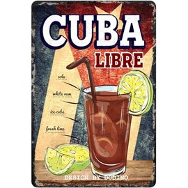 DODINO 20 x 30 cm Tin Sign, Cuba Libre, Funny, Decorative Home Accessory, Decorative Metal Sign for All Bar Counter or Pub Owners, Nostalgic Design