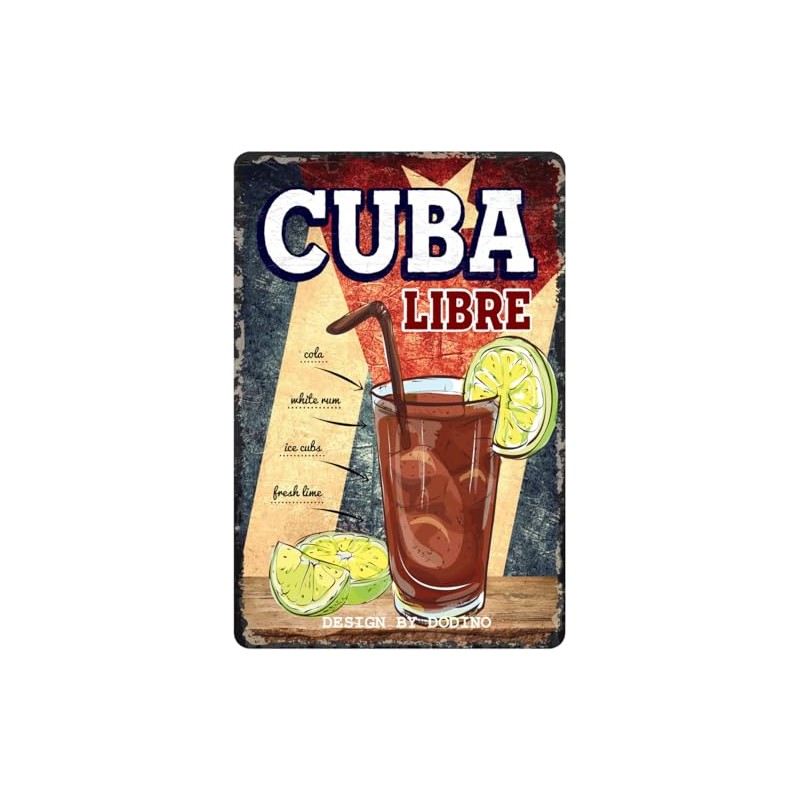 DODINO 20 x 30 cm Tin Sign, Cuba Libre, Funny,