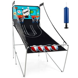 Giantex Foldable Basketball Arcade Game, 8 Game Options, Electronic Double Shot 2 Player w/ 4 Balls and LED Scoring System, Indoor Basketball Game for Kids, Adult