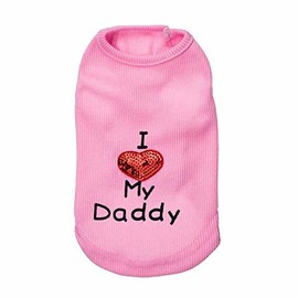 Dog Shirts I Love My Mom/Mommy Dad/Daddy Clothes Doggy Slogan Costume Cute Heart Vest for Small Dogs Puppy T-Shirt