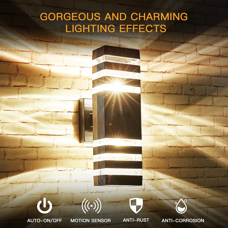 Delicavy Motion Sensor Outdoor Wall Light Fixture Up Down Porch