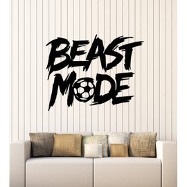 Vinyl Wall Decal Phrase Beast Mode Gym Iron Sports Bodybuilding Stickers Mural Large Decor (g6364) Black