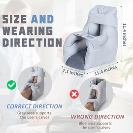 EZ Assistive 1pc Heel Protector Cushion Foot Pillow Remove Pressure and Bedsores,Heel Protectors for Pressure Sores for Heal Protection (Gray, 2pcs)