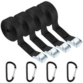 4 Lashing Straps Short, Adjustable Cargo Straps, Durable Bicycle Fastening Straps, 2 cm x 1 m Lashing Straps with Clamping Lock, Ratchet Strap Lashing Strap with Hooks, Cam Buckle Straps for Bicycle
