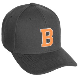 Daxton Classic Baseball Hat Custom A to Z Initial Team White Neon Orange Letter, Charcoal Cap, Letter B