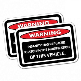 2 Pieces | Insanity Has Replaced Reason Motorbike Biker Sticker Warning Stickers Funny Safety Instructions Decals | Car Bumper Window Motorcycle Helmet