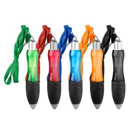 Tabanzhe Wide Grip Pens-5PCS Big Fat Ballpoint Pens Black ink Portable Lanyard Pens Wide Body Multicoloured Ballpoint Pen Set for Adults Kids Arthritis Parkinson's Office School Students