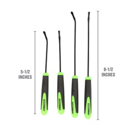 OEMTOOLS 25429 O Ring and Seal Removal Pick Set, Short and Long Spoon Type Hose and O-Ring Removal Set, Includes 4 Contoured Automotive Picks for Seals, Bushings, Hoses, and O Rings