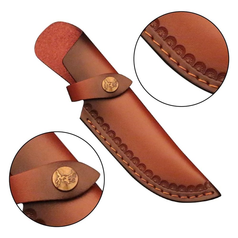 MiOYOOW Knife Sheath, 4.7'' PU Leather Belt Knife Cover Straight