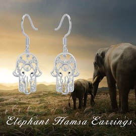 PELOVNY Women's Earrings Hamsa Earrings Women Hypoallergenic S925 Sterling Silver Palm Shape Hand of Fatima Hook Drop Earrings for Women