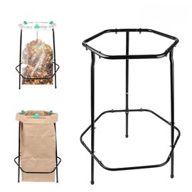 Aobiono Leaf Trash Bag Holder Stand, 30-55 Gallon Capacity, Metal Garbage Bag Support Frame for Yard, Lawn, Garden (Black)
