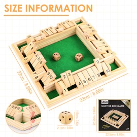 Shut The Box Game, Wooden Board Game, 4 Players, Wooden Dice Game, Toy Hummingbird Game, Folding Board Game, Family Travel Games, Pub Games