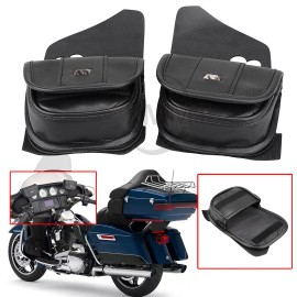 Unbranded Black PU Leather Windshield Pouch Bags For Harley Electra Glide Ultra Limited US