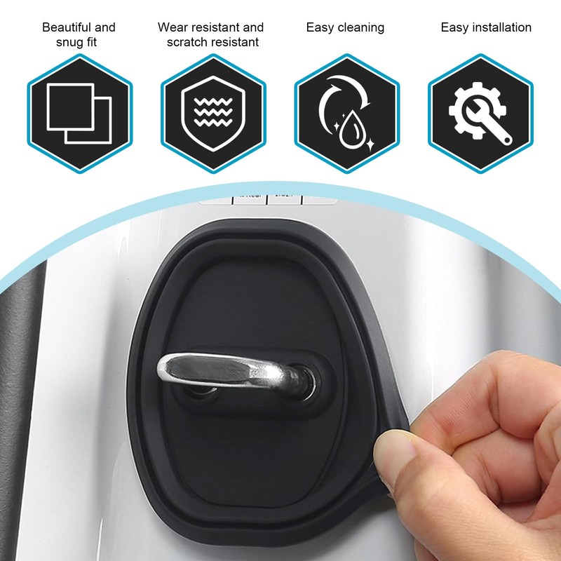 CyperFair 4 PCS Car Door Latch Lock Cover, Silicone Shock