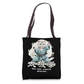 Tai Chi Cat Chinese Zen Buddhism Martial Arts Tote Bag