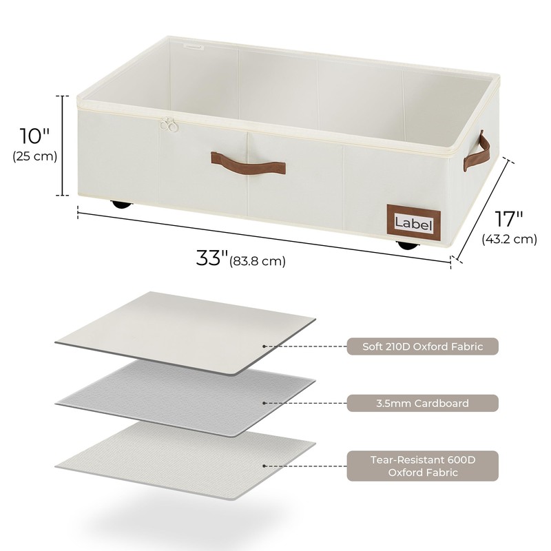 StorageWorks Under Bed Storage with Removable Wheels, 10'' Underbed Storage