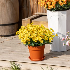 Artificial Fake Daisy Flowers, 15 Bundles Faux Silk Flores Eternas UV Resistant Realistic Flor de, Cempasuchil Artificial for Planters Porch Patio Outdoor Outside Spring Summer Decoration