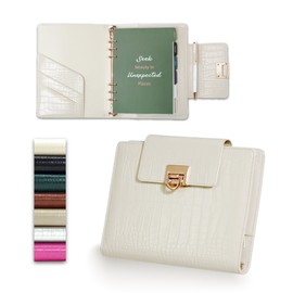 EGOSUNNY® Crocodile-Embossed A5 Refillable Leather Planner – 5.8" x 8.3" Crocodile-Textured Leather Cover, Refillable 6-Ring Binder with 80 Sheets, Dividers & Metal Ballpoint Pen - Fashion-Inspired Organizer for Professional Women, Work & Meetings